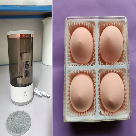 Electric Makeup Brush Cleaner with USB Charging on vanity table