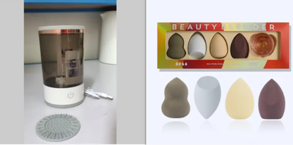 Electric Makeup Brush Cleaner with USB Charging on vanity table