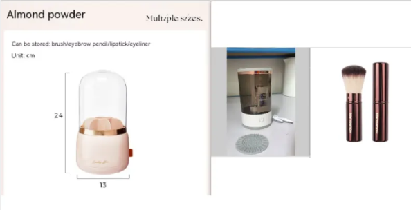 Electric Makeup Brush Cleaner with USB Charging on vanity table