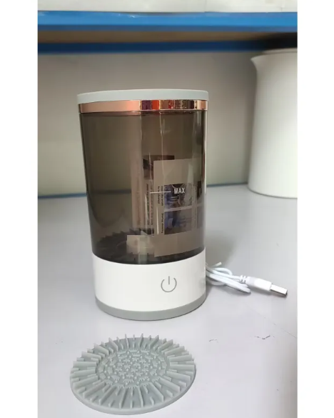 Electric Makeup Brush Cleaner with USB Charging on vanity table