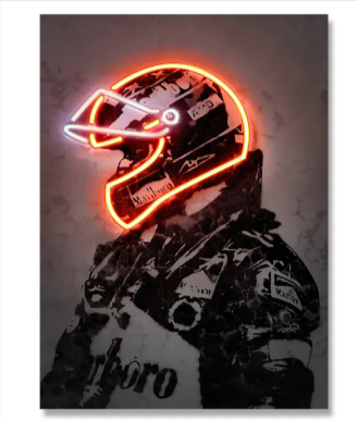Lienzo de arte de casco retro neón – Decoración vintage de pared