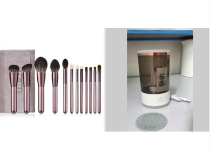 Electric Makeup Brush Cleaner with USB Charging on vanity table